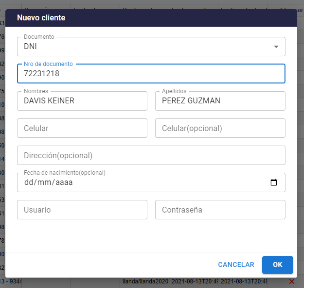 Registro de clientes